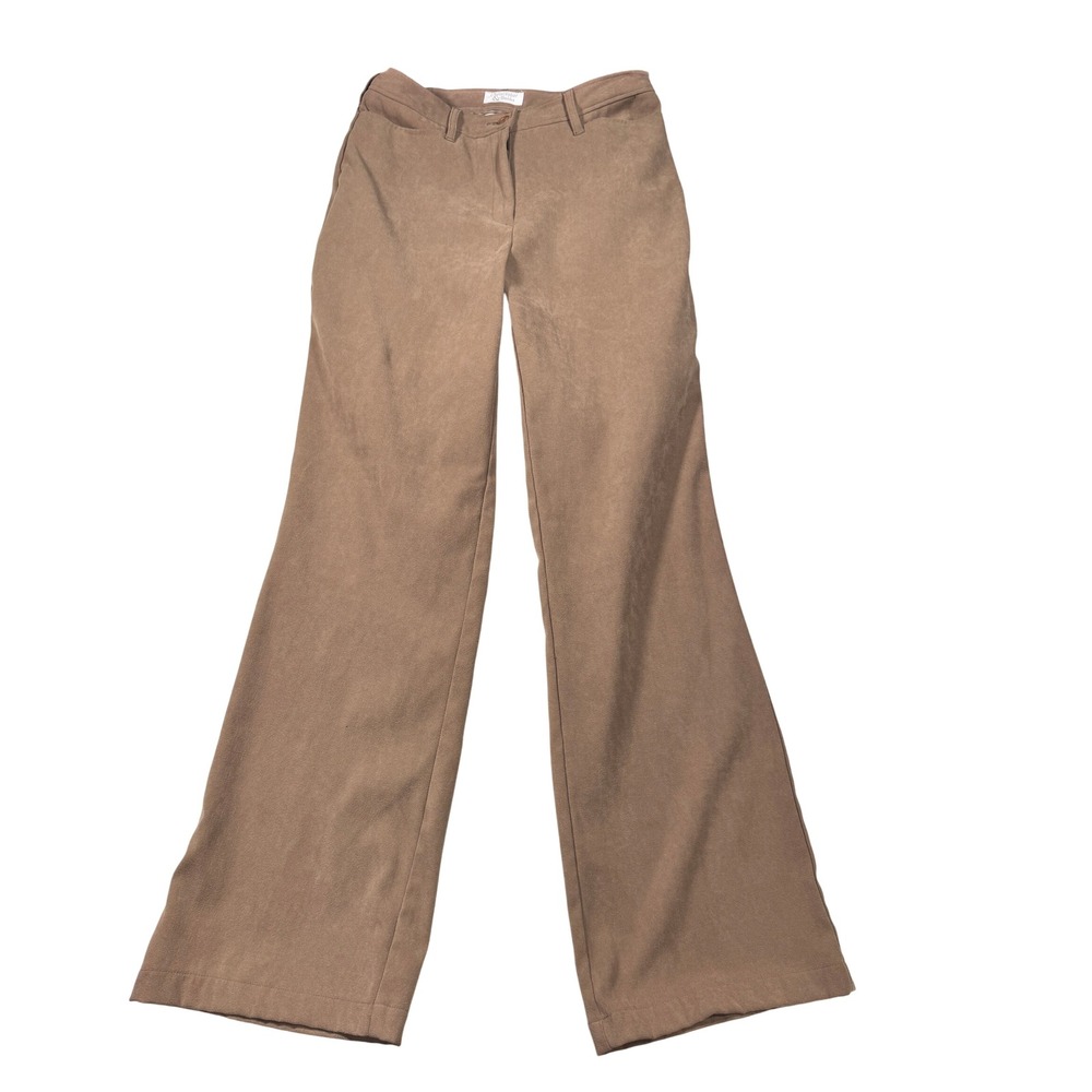 Christopher & Banks Tan Wide Leg Stretch Pants Size 4 faux suede Business casual
